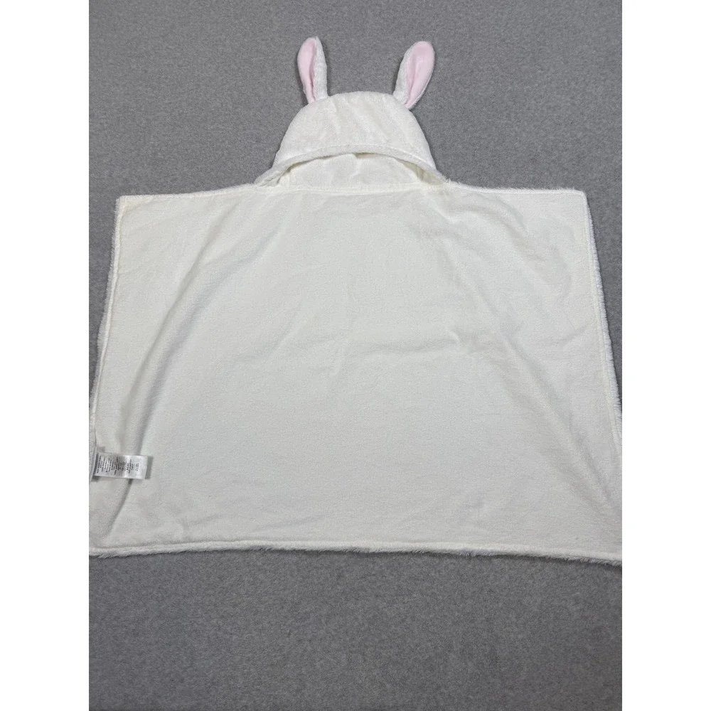 Pottery Barn Kids White Bunny Hooded Bath Towel Faux Fur Cotton Terry 34x23